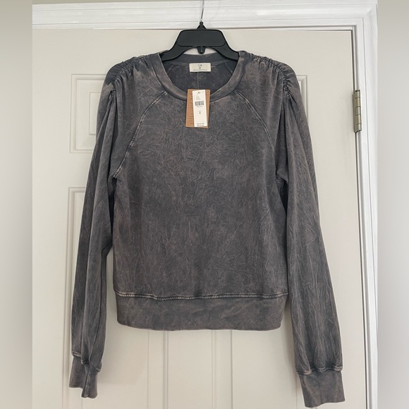 T.La Tops - T.la Anthropologie NWT Gray Distressed Sweatshirt Medium